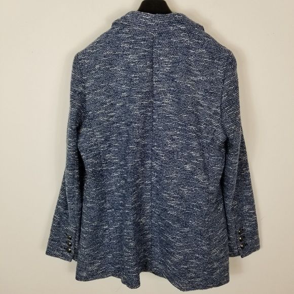 Talbots Women  Tweed Blazer Jacket Size 14 Blue Double Breasted Partially Lined - Picture 3 of 5